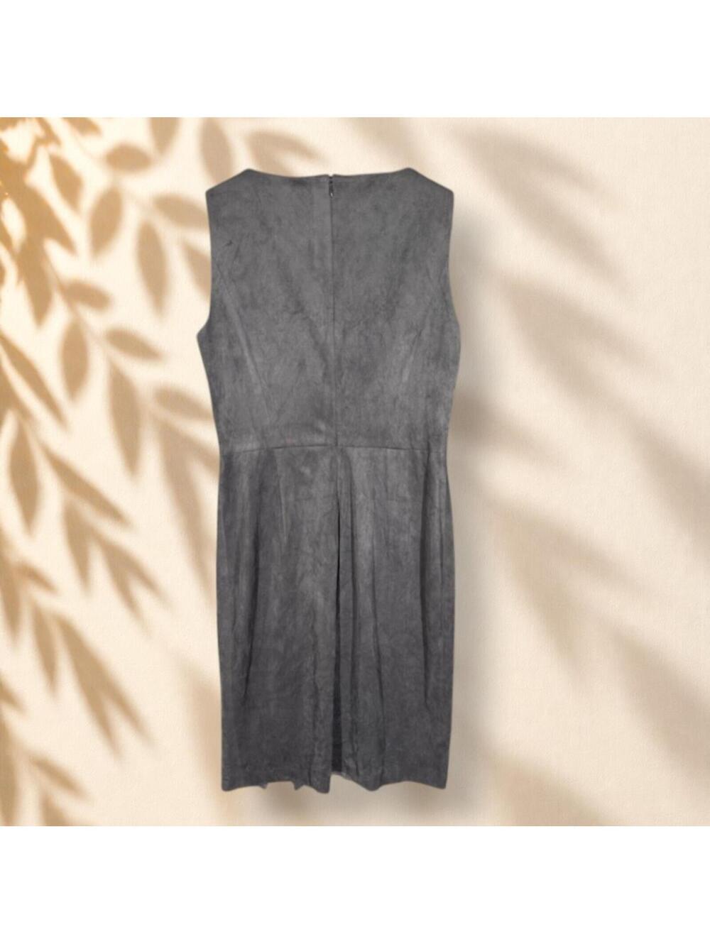 Forest Lily Dress Women 4 Gray Sheath Midi Zipper Sleeveless Wedding Guest
